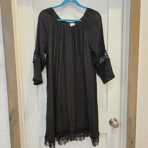 Wrangler Black Midi Dress with Lace Trim
